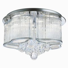 (disc)LED Ceiling Flush Clear Glass Trim Clear Crystal Drops