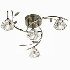 Sierra 4lt Semi Flush Ceiling Ant Brass with Clear Glass
