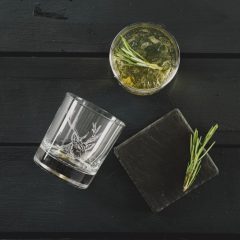 Stag Engraved Glass With Slate Coaster