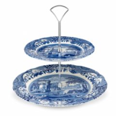 Blue Italian 2 Tier Cake Stand