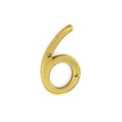 Securit 75mm Brass Door Number 6 S2506