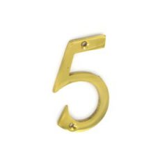 Securit 75mm Brass Door Number 5 S2505