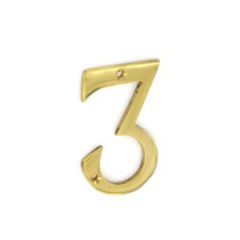 Securit 75mm Brass Door Number 3 S2503