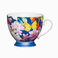 China Footed Mug Blue Butterfly
