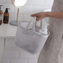 Storage Basket With Handle Light Grey