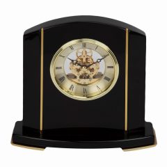Widdop Black Piano Wood Skeleton Mantel Clock