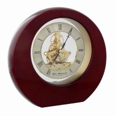 Widdop Piano Wood Round Mantel Clock Skeleton Dial
