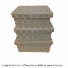 (disc)Siena Medium Basket With Lid Cream 33cm