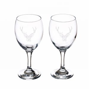 Stag Engraved Wine/Water Glasses (2)
