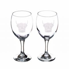 Highland Cow  Engraved Wine/Water Glasses (2)