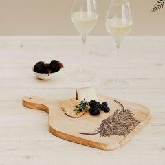 Highland Cow Med Etched Oak Hanging Paddle