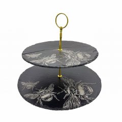 Bees 2 Tier Slate Serving Stand