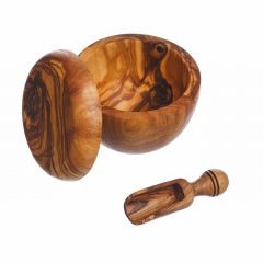 Olive Wood Salt Pot & Spoon