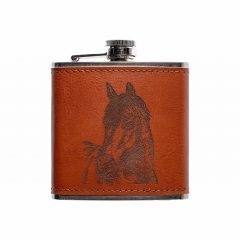Leather Hip Flask Horse
