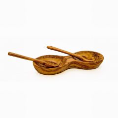 Olive Wood Condiment & Spoon Set