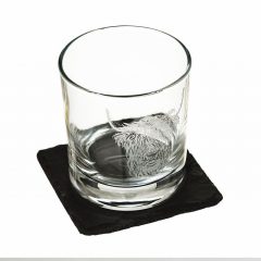 Highland Cow Engraved Glass With Slate Coaster