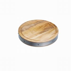 Industrial Kitchen Butcher Board Round Mango Wood - Image 4