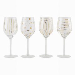 Mikasa Cheers Metalics Gold Wine Glasses Set 4