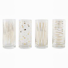 Mikasa Cheers Metallics Gold Highball Glasses Set 4