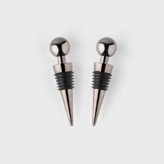 Taproom 2Pce Wine Stopper Set Black