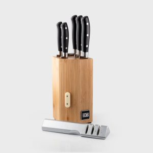 Henley 5pce Bamboo Knife Block With Sharpener - Image 3