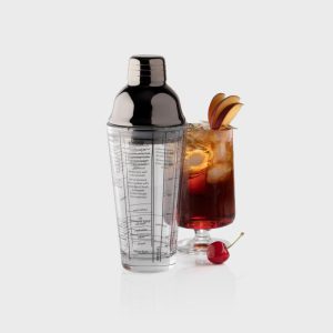 Glass Recipe Cocktail Shaker Gun Metal - Image 3