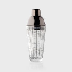 Glass Recipe Cocktail Shaker Gun Metal