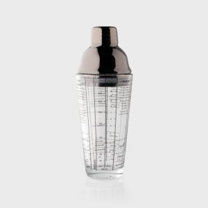 Glass Recipe Cocktail Shaker Gun Metal