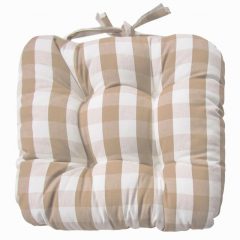 Chunky Gingham Check Seat pad Latte