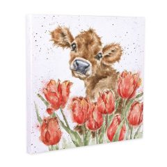 Wrendale Large Canvas Cow With Flowers