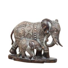 Aztec Pattern Elephant and Baby Figurine