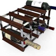 Pendeford Wine 12 Bottle Rack Dark Pine/Galvanised