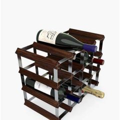 Pendeford Wine 16 Bottle Rack Dark Pine/Galvanised