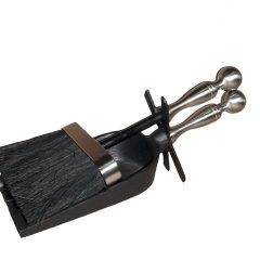 Hearth Tidy Ball Top Black/Nickle