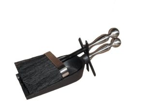 Hearth Tidy Ball Top Black/Nickle