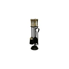 (Disc)Traditional Top Black & Brass Companion Set