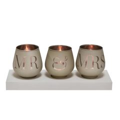 Amore Mr & Mrs Triple Tealight Holder