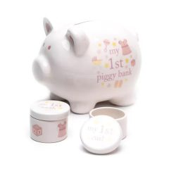 Hello Baby Piggy Bank Pink