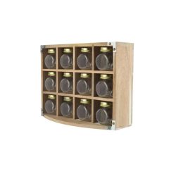 KITCHEN PANTRY ACACIA SPICE RACK WITH 12 S