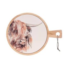 Meg Hawkins Wood & Ceramic Serving Board Highland Cow