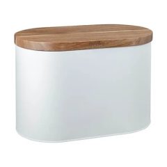 White Bread Bin Acacia Lid