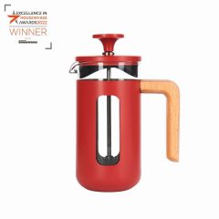 La Cafetiere Pisa 3 Cup Cafetiere Wood Handle Red