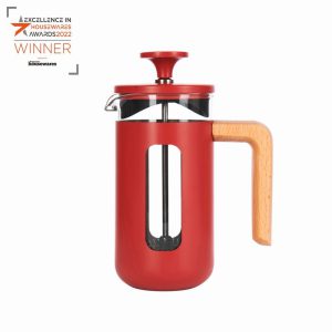 La Cafetiere Pisa 3 Cup Cafetiere Wood Handle Red