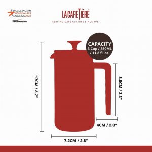 La Cafetiere Pisa 3 Cup Cafetiere Wood Handle Red - Image 3