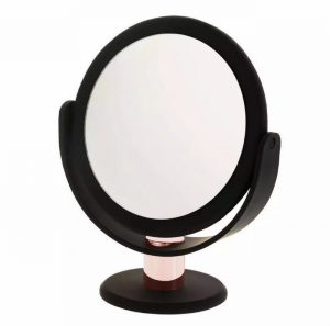 Soft Touch Vanity Mirror Black With Rose Gold STem