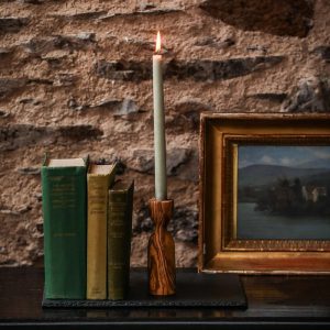 Olive Wood Large Candlestick Holder - Image 2