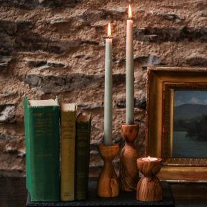 Olive Wood Med Candlestick Holder - Image 2