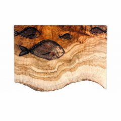 Olive Wood Rustic Rect Chopping Board Fish Repeat