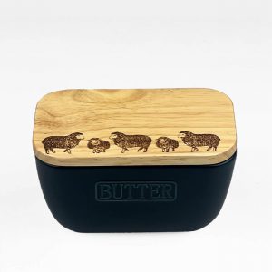 Blue Butter Dish Sheep