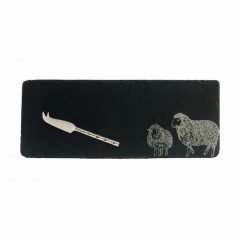 Single Mini Slate Cheese Board And Knife Set Sheep